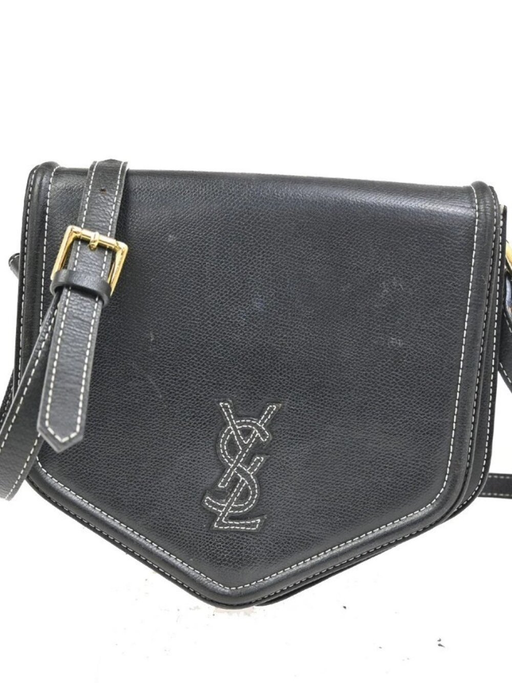 YVES SAINT LAURENT Cassandra Shoulder Crossbody Bag Leather Black GHW 30TA582
